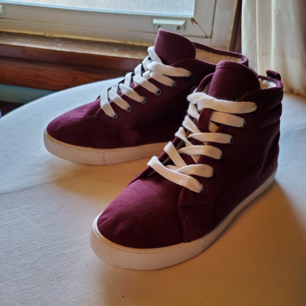 High Top Sherpa Lined Canvas Sneakers
